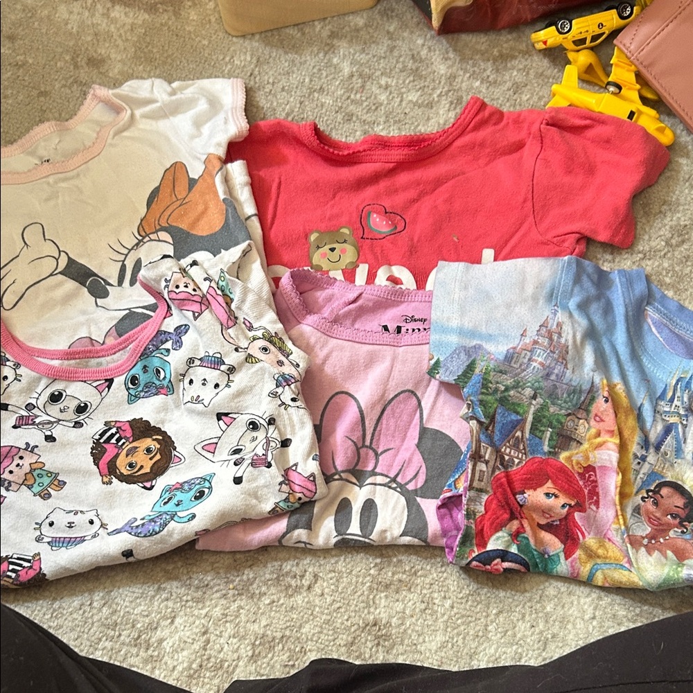 Disney Kids' Pink Minnie & Princess Pajama Tops - Pack